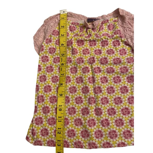 Coney Island Girls Pink Lace & Floral Print Baby Shirt Size 24M Short Sleeve - Picture 6 of 10